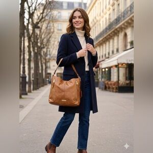 Max Studio Brown Leather Shoulder Bag